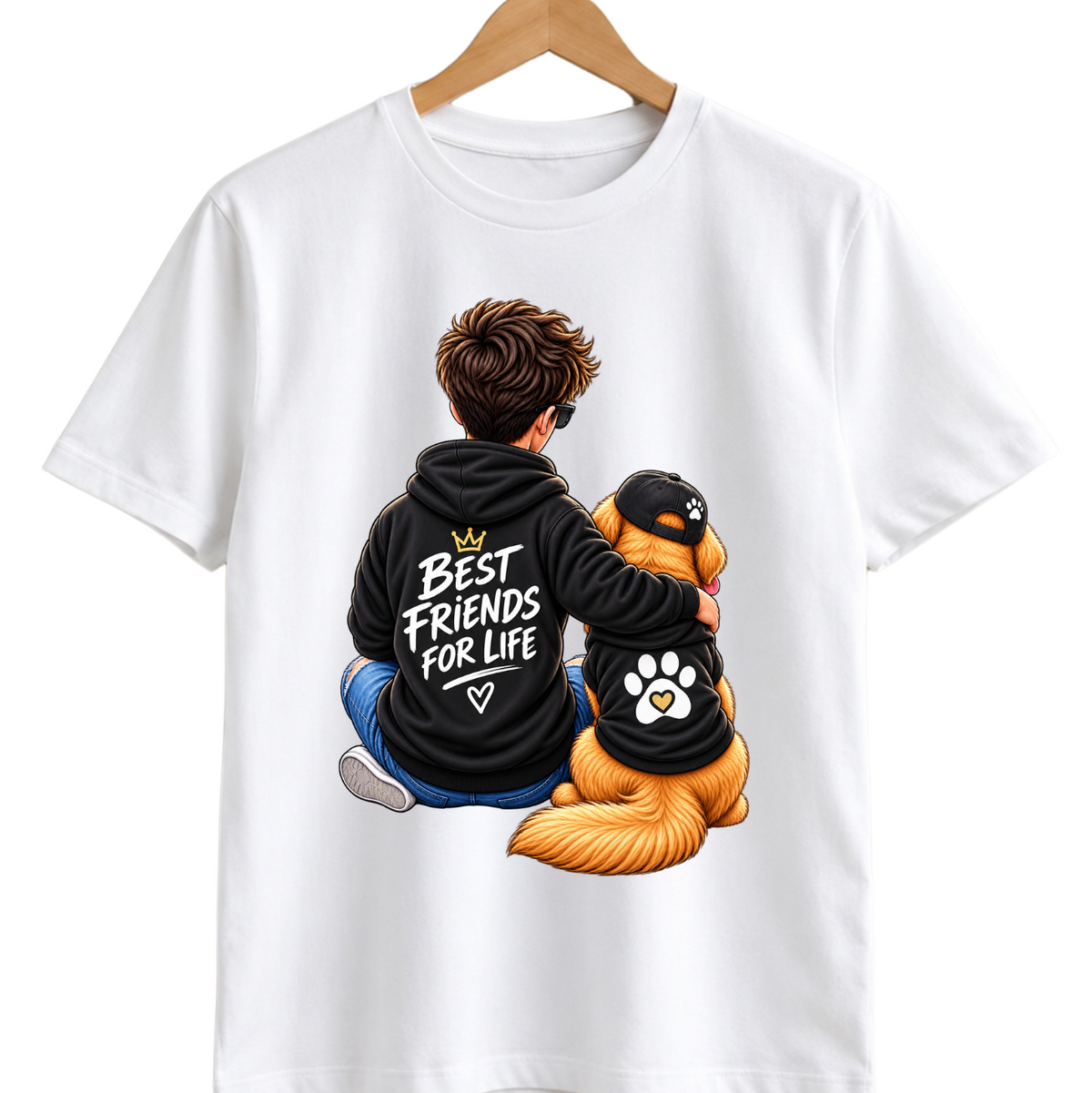 Best Friends For Life – Boy & Dog Premium Graphic T-Shirt