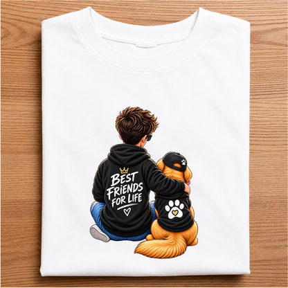 Best Friends For Life – Boy & Dog Premium Graphic T-Shirt