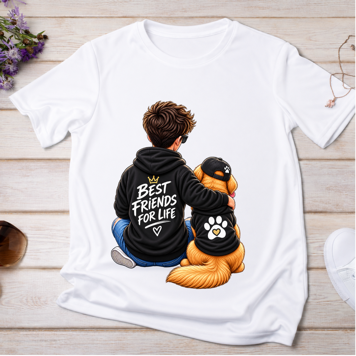 Best Friends For Life – Boy & Dog Premium Graphic T-Shirt